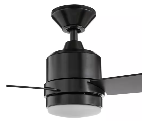 Hampton Bay Castlegate 44 in. Indoor Integrated LED Matte Black Ceiling Fan with 3 Reversible Blades, Light Kit and Remote Control