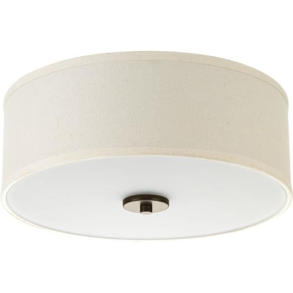 Progress Lighting Inspire Collection 13 in. 2-Light Antique Bronze Kitchen Transitional Ceiling Light Drum Flush Mount