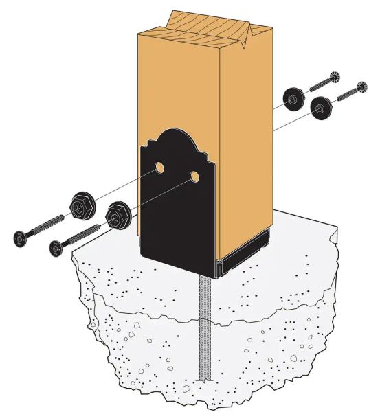 Simpson Strong-Tie Outdoor Accents Mission Collection ZMAX, Black Powder-Coated Post Base for 6x6 Nominal Lumber