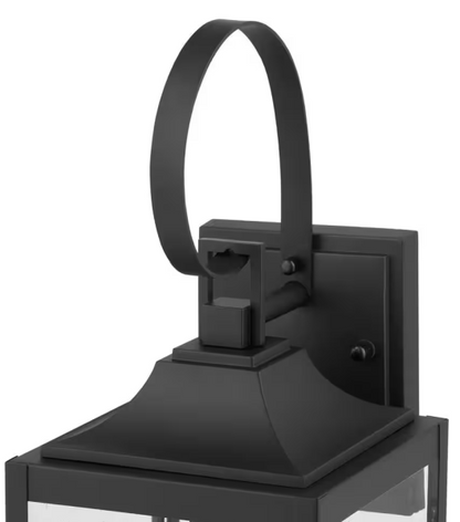 Home Decorators Collection Havenridge 19 in. 1-Light Matte Black Hardwired Outdoor Wall Light Lantern Sconce with Seeded Glass (1-Pack)