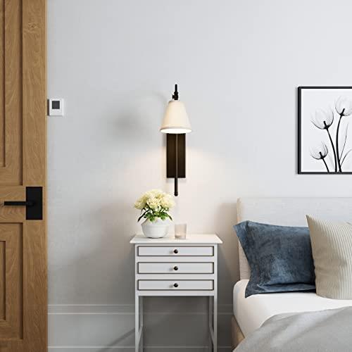 Brio Lighting Danica - 1 Light Dimmable Wall Sconce w/ White Linen Shade