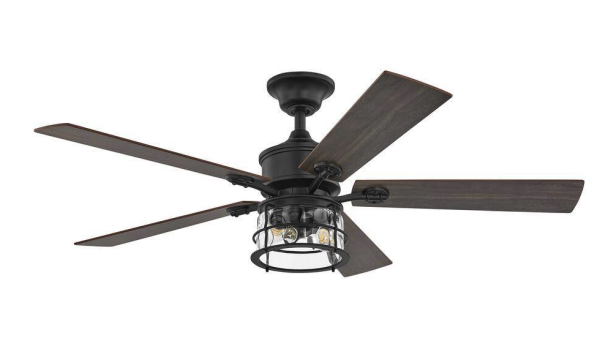 Hampton Bay Hargreaves 52 in. LED Indoor/Outdoor Matte Black Ceiling Fan with Light and Remote Control Included