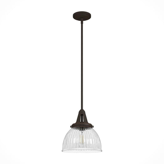 Hunter Cypress Grove 1 light Onyx Bengal Island Pendant Light with Clear Holophane Glass Shade Kitchen Light