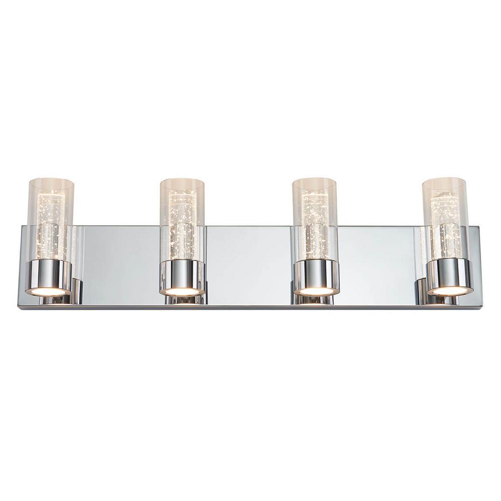 Artika Essence 27 in. 4 Light Chrome Modern Integrated LED Vanity Light Bar for Bathroom with Bubble Glass