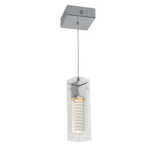 Artika Hologram 8.5-Watt Integrated LED Chrome Modern Hanging Mini Pendant Light Fixture for Kitchen Island or Living Room