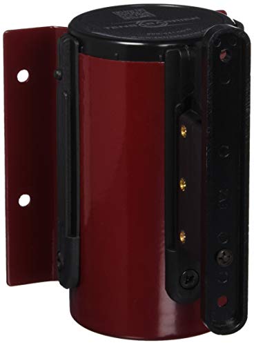 Tensabarrier 896-STD-40-STD-NO-RHX-B - Burgundy Standard Mount Wall Unit with Panic Break Belt End, 2" Wide, 7'6" Length Red Danger Keep Out Belt, 4.5" Height, 3.75" Wide, 2.75" Length