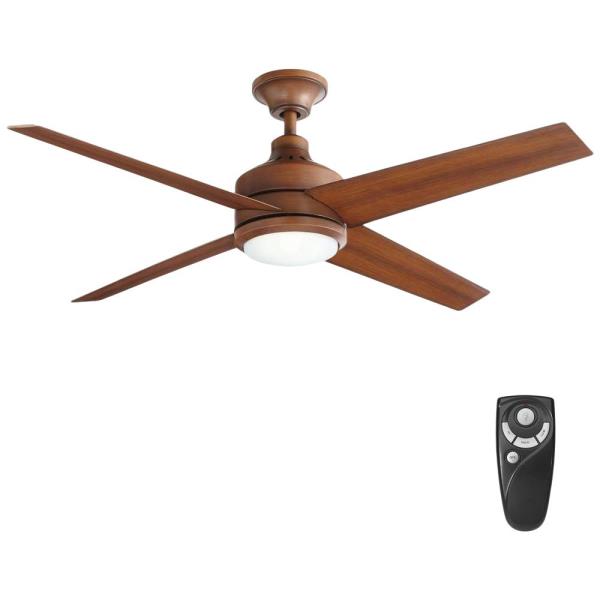 Mercer 52" LED Indoor Ceiling Fan, Distressed Koa, with Light Kit and Remote