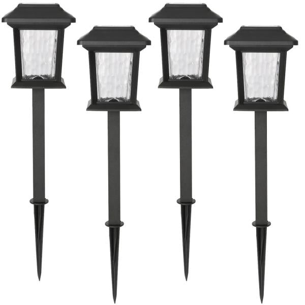 (4-Pack) Hampton Bay Solar 15 Lumens Black Outdoor Integrated LED Path Lights