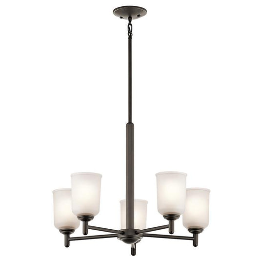 KICHLER Shailene 23.5 in. 5-Light Olde Bronze Transitional Shaded Cylinder Chandelier for Dining Room