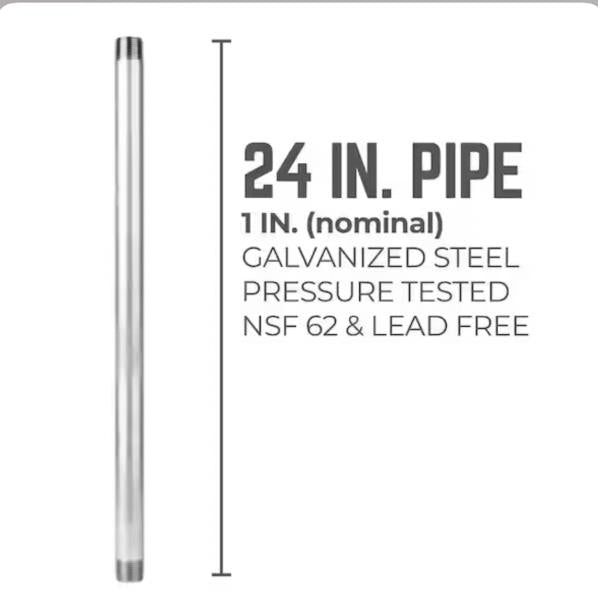 1 in. X 2 Ft. Galvanized Steel Pipe (4-Pack)