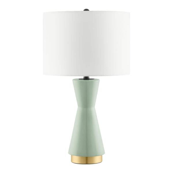 Hampton Bay Melbourne 24 in. Sage with Gold Accents Ceramic Table Lamp