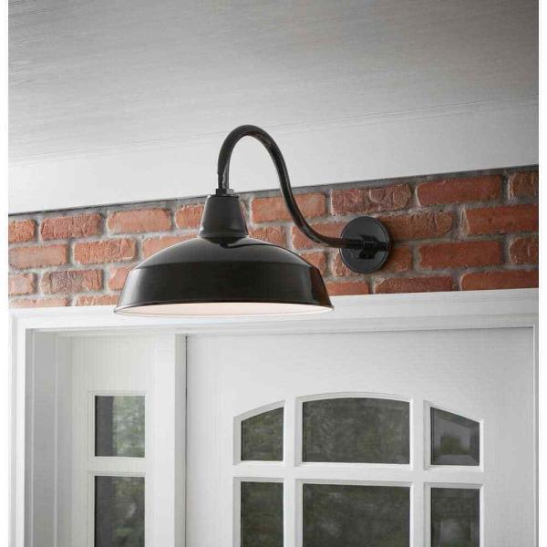 Hampton Bay Easton 1-Light Black Barn Outdoor Wall Lantern Sconce