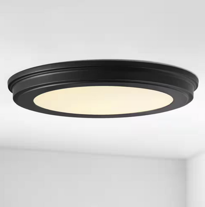 Commercial Electric 13 in. Matte Black 3-CCT LED Round Flush Mount, Low Profile Ceiling Light (2-Pack)