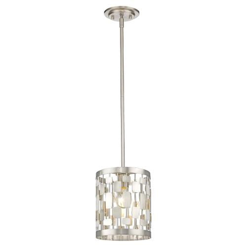 1-Light Brushed Nickel Crystal Mini-Pendant