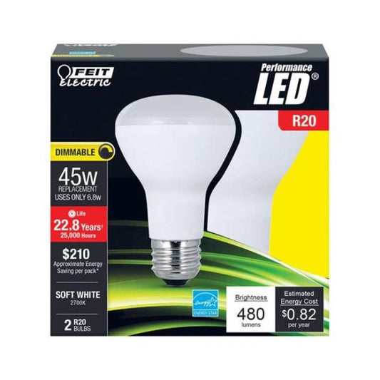 6 Pack Feit R20DM/927CA/2 Pack of (2) 5 Watt Dimmable R20 Medium (E26) LED Bulbs - 450 Lumens 2700K and 90CRI Bulbs Bulbs LED