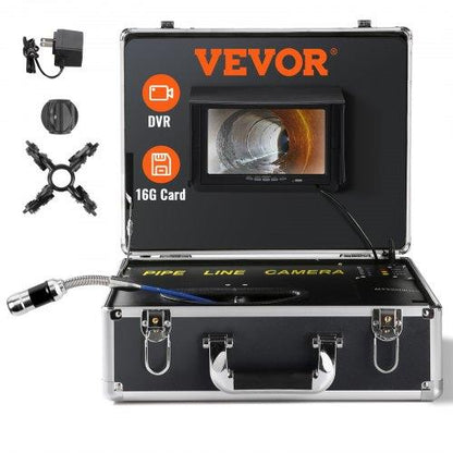 Sewer Pipe Camera 7 in. Screen Pipeline Inspection Camera 131 Ft. with DVR Function 16GB SD Card Storage Box for Market