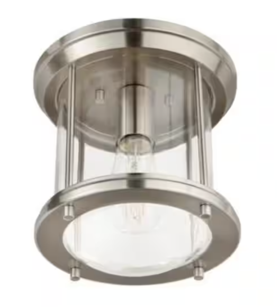 Hampton Bay Melrose Park 8 in. 1-Light Brushed Nickel Flush Mount