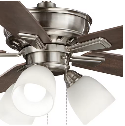 Hampton Bay Vaurgas 44 in. LED Indoor Brushed Nickel Ceiling Fan with Light Kit
