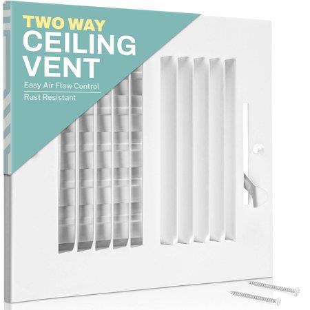 Home Intuition Ceiling Register - Air Vent Covers for Home Ceiling or Wall - 10X8 Inch (Duct Opening) 2-Way White Grille Register Cover with Adjustabl