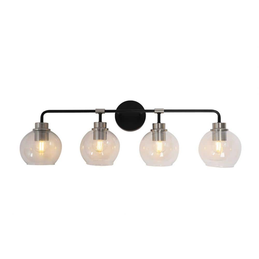 Hampton Bay Vista Heights 4-Light Brushed Nickel and Matte Black Bathroom Vanity Light