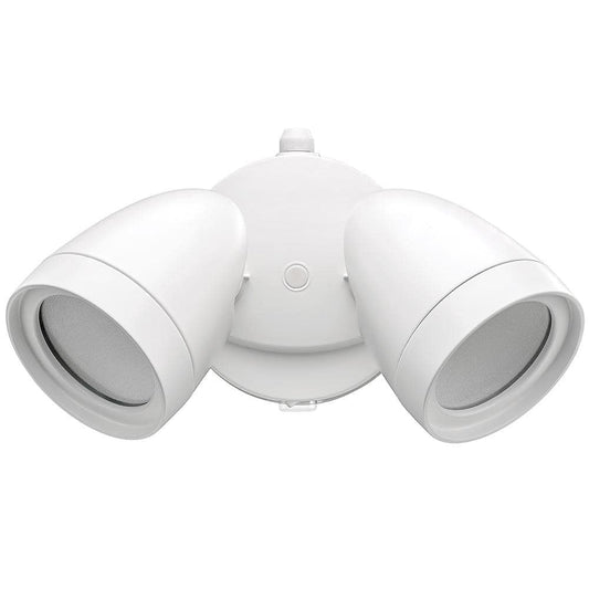Commercial Electric Dusk to Dawn Sensor White Exterior Outdoor Twin Head LED Flood Light Security 1200 to 2400 Lumens 4000K Wet Rated