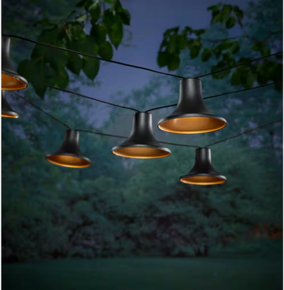 10-Light 12 Ft. Black Outdoor Plug-in Integrated LED Lantern String-Light