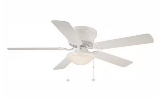 Hugger 52 in. LED Indoor White Ceiling Fan with Light Kit