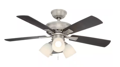 Hampton Bay Vaurgas 44 in. LED Indoor Brushed Nickel Ceiling Fan with Light Kit