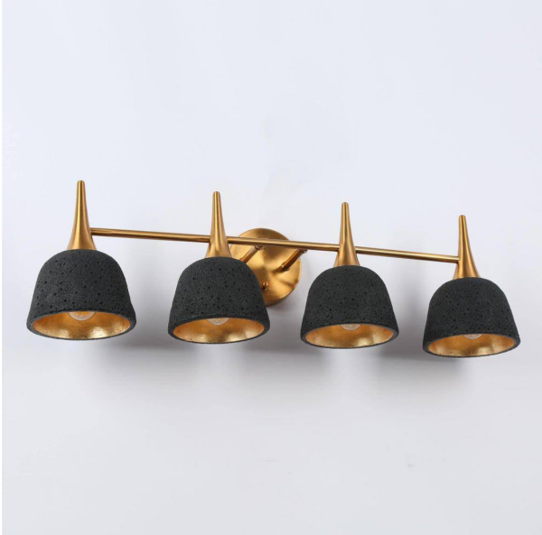 28.7 in. 4-Light Black and Electroplated Copper Vanity Light with Metal Shade