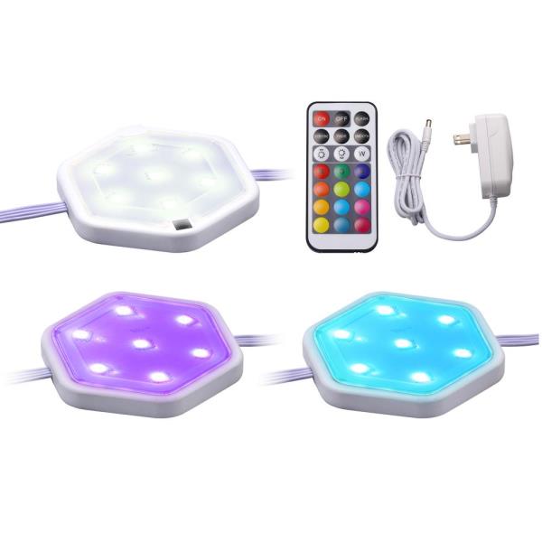 BLACK+DECKER LED Puck Light Kit RGB Color Changing (3-Pack)