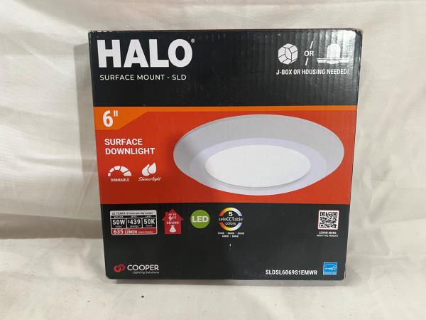 HALO SLDSL6 Series 6 Inch 2700K-5000K Selectable CCT Surface Integrated LED Downlight Recessed Light with White Round Trim