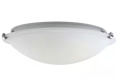 Volume Lighting 5 in. 3-Light Indoor Brushed Nickel Semi-Flush Mount Ceiling Fixture with White Alabaster Glass Bowl/Saucer Shade