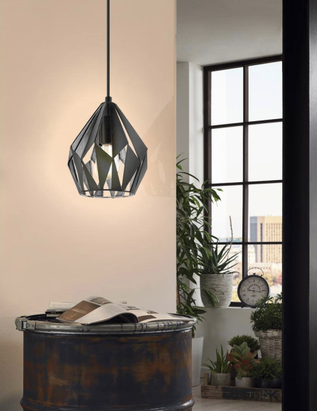 Eglo Carlton 3 1-Light Matte Black Mini Pendant