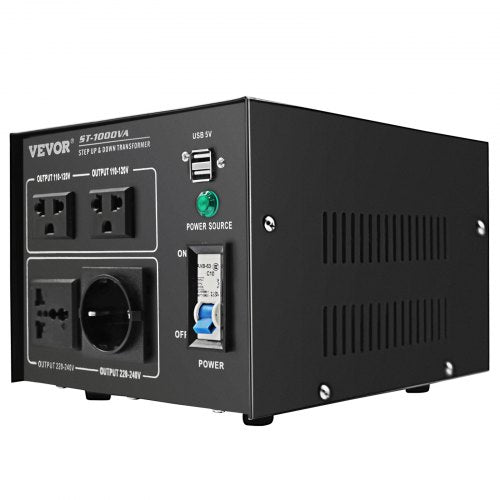 VEVOR Voltage Converter Transformer,1000W Heavy Duty Step up/Down Transformer Converter(240V to 110V, 110V to 240V),2 US&1 UK&1 Universal Outlet with