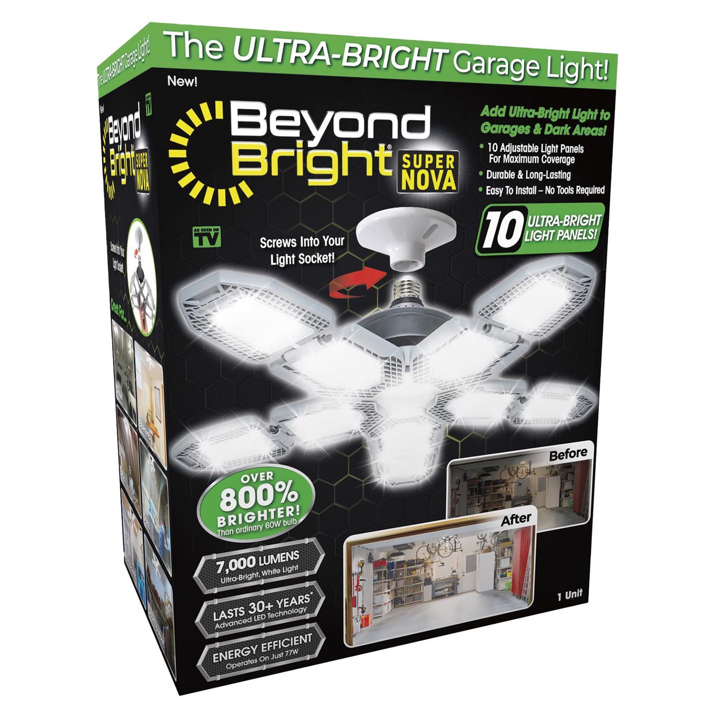 BEYOND BRIGHT 60-Watt Ultra Bright LED Light Bulb 6500K with 10 Adjustable Light Panels