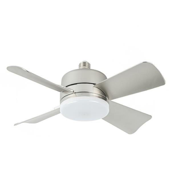 Socket Fan 15.7 in. Indoor LED Bright Light Nickel Ceiling Fan with Remote