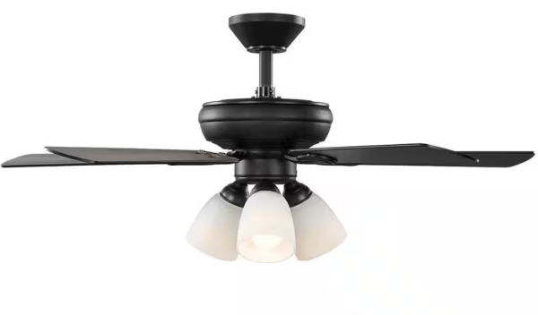 Hampton Bay Riley 44 in. Indoor Matte Black Ceiling Fan with Light & Remote