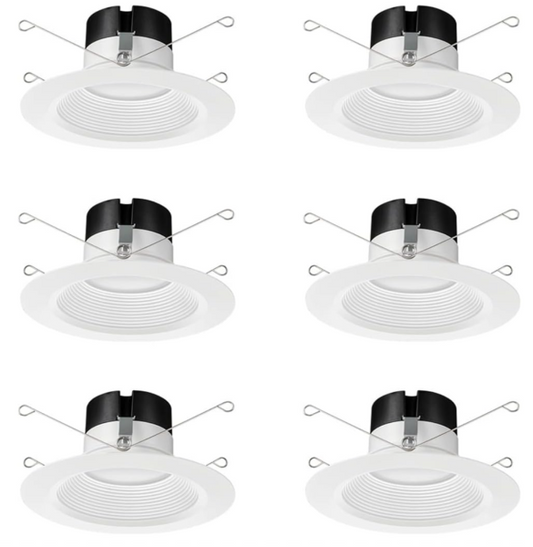 6-Pack Contractor Select E-Series 6 in. Selectable CCT Integrated LED Retrofit White Recessed Light Trim (6-Pack)