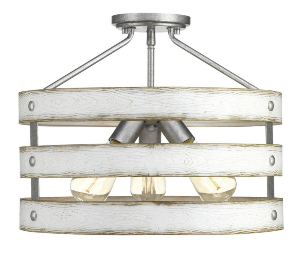 Gulliver 17 in 3-Light Semi-Flush or Hanging Light w/ Antique White Frame