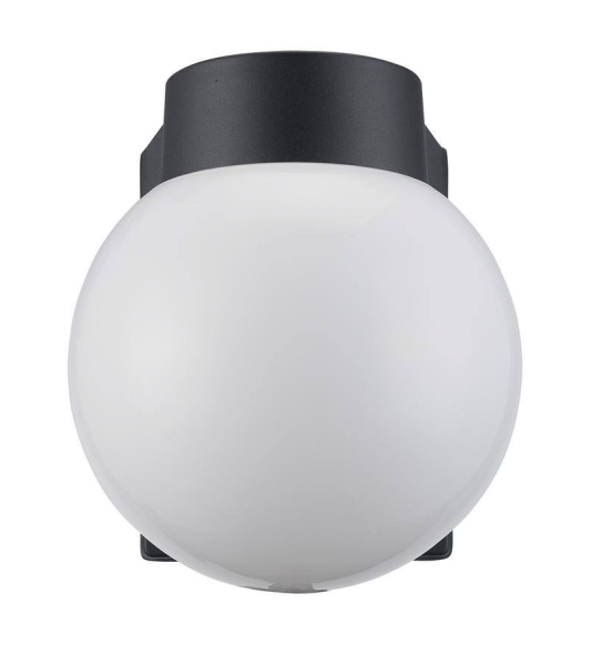 Bel Air Lighting Pershing 1-Light Black Outdoor Wall Light Fixture with Opal Glass Globe Shade