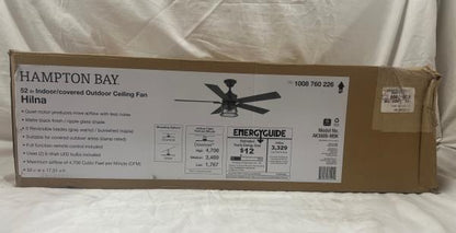 Hampton Bay Hargreaves 52 in. LED Indoor/Outdoor Matte Black Ceiling Fan with Light and Remote Control Included