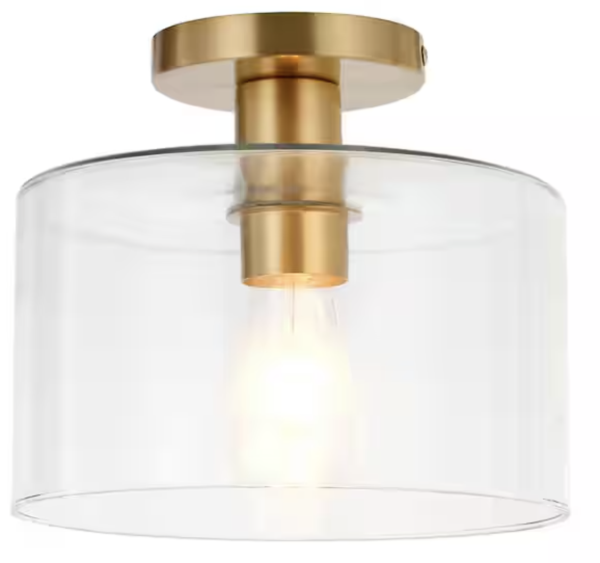 Meyer&Cross Henri 10 in. Brass Semi-Flush Mount with Clear Glass Shade