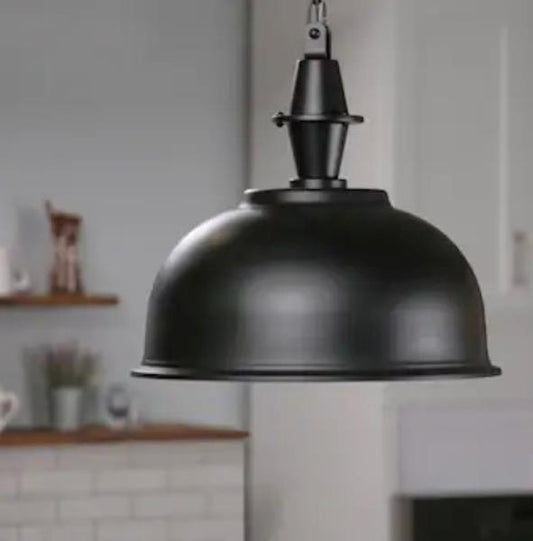 Progress Lighting Impress Black Industrial Dome Led; Hanging Pendant Light