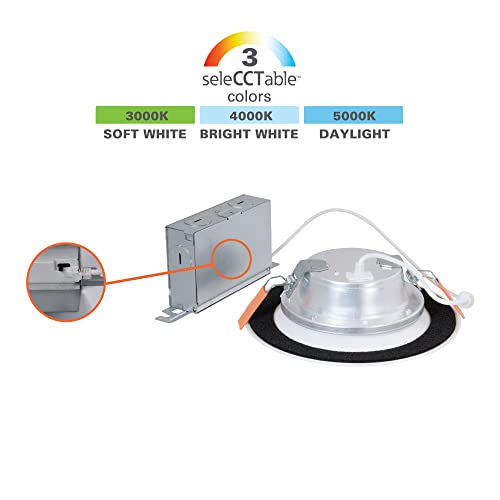 4Pack HALO LTB 6 in. Selectable CCT (3000K-5000K) Integrated LED, White Recessed Light, Dimmable Retrofit Trim