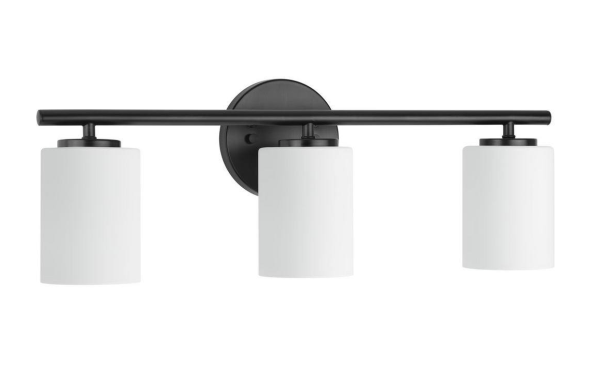 Progress Lighting Replay Collection 22 in. 3-Light Black Etched Glass Modern Bathroom Vanity Light