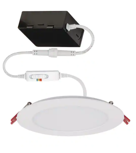 Commercial Electric Ultra Slim 6 in. Adjustable CCT Canless New Construction & Remodel IC Rated Indoor/Outdoor LED Recessed Light Kit