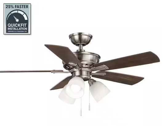 Hampton Bay Vaurgas 44 in. LED Indoor Brushed Nickel Ceiling Fan with Light Kit