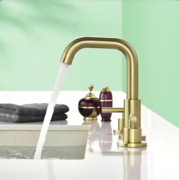 8 in. Widespread Double Handles Bathroom Faucet Combo Kit in Brushed Gold