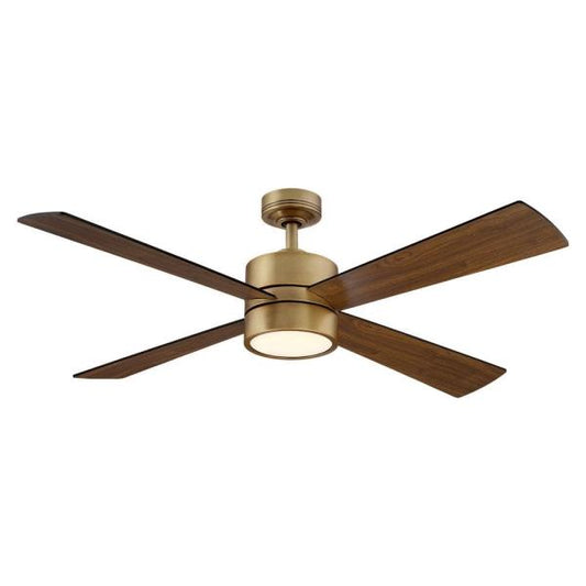 52 in. Indoor Natural Brass Ceiling Fan with Warm White Integrated LED and Remote Control