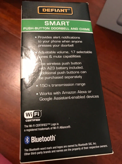 Defiant Wireless Wi-Fi Smart Plug-in White Doorbell Kit with Wireless Push Button Powered by Hubspace